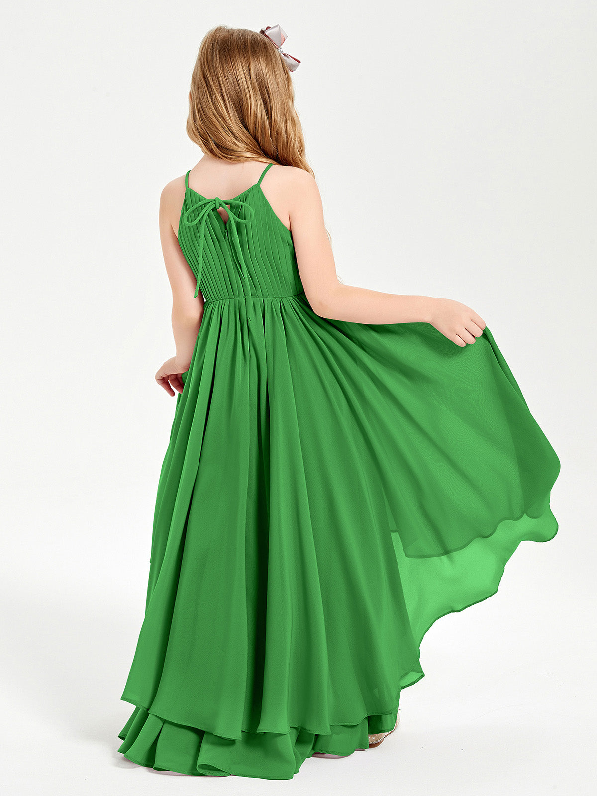 Asymmetrical Chiffon Junior Bridesmaid Dresses Green